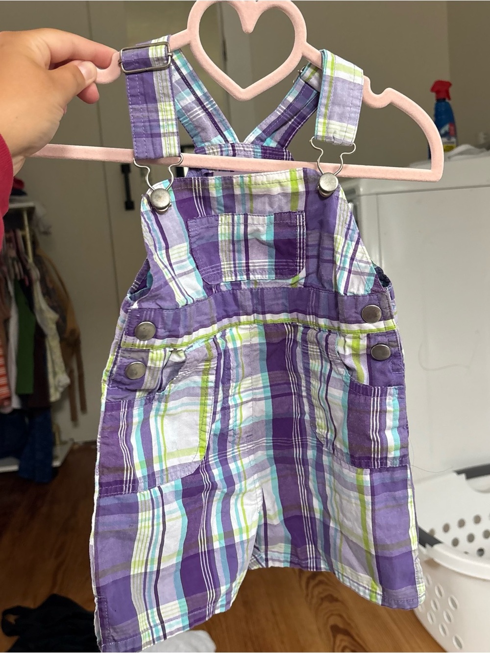 Plaid Purple Kids Overall Dress